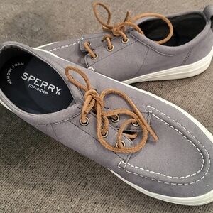 Sperry Women's Gray Boat Shoes with Leather Laces